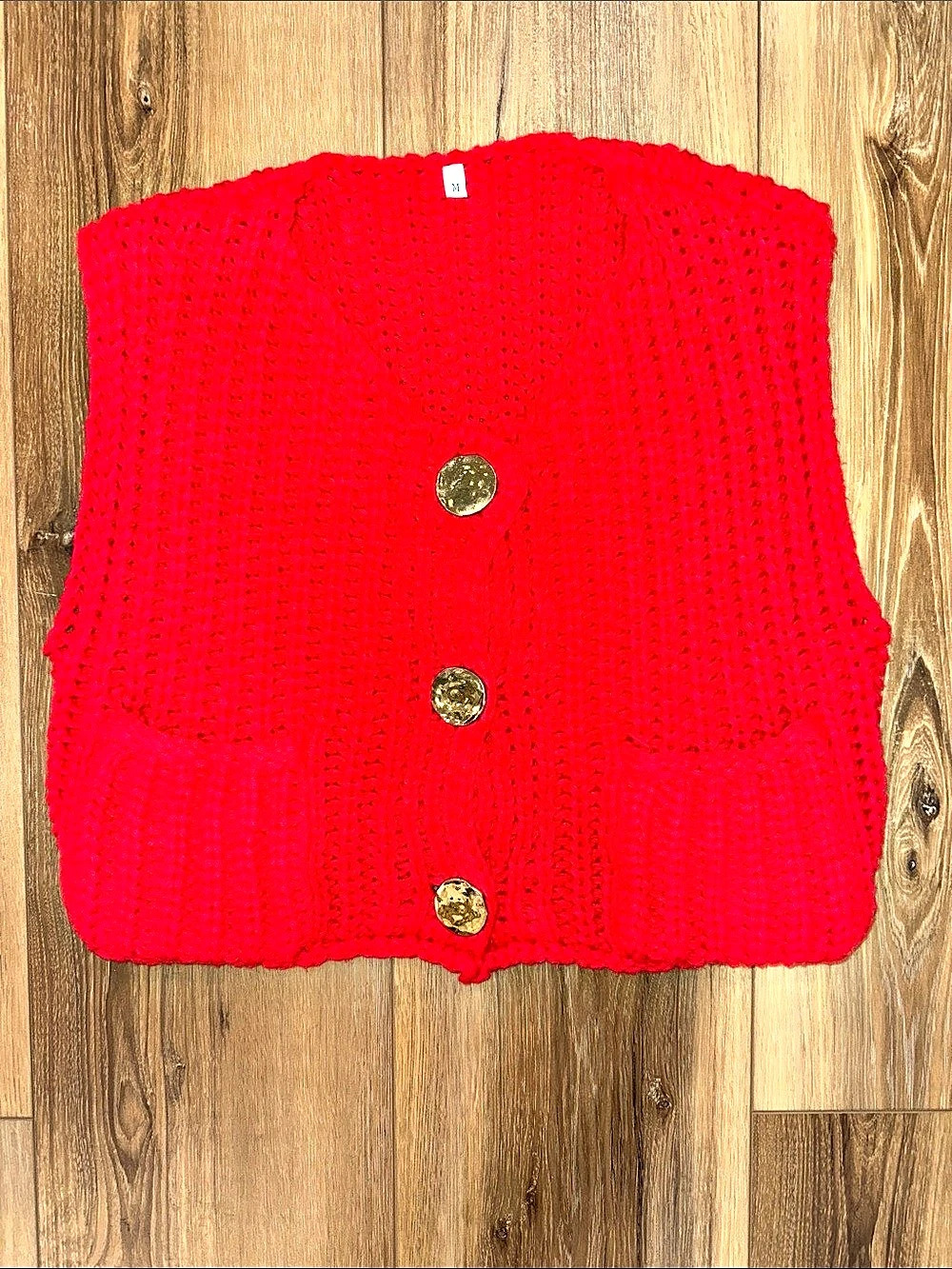 Red Knit Sweater Vest Size Medium Like New